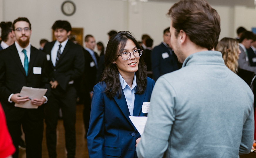 Students interacting with employers