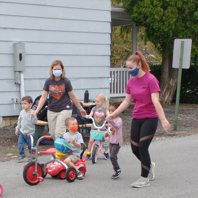 Students have fun at the trike-a-thon