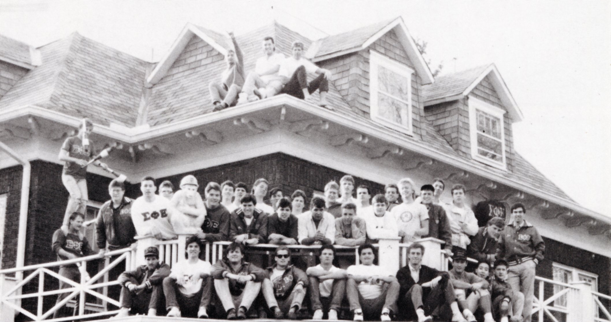 Black and white photo of several people