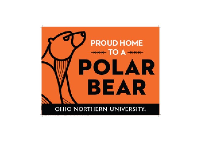 ONU orange Lawn Sign that says Proud home to a polar bear 