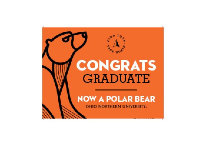 ONU orange Lawn Sign that says Congrats Graduate