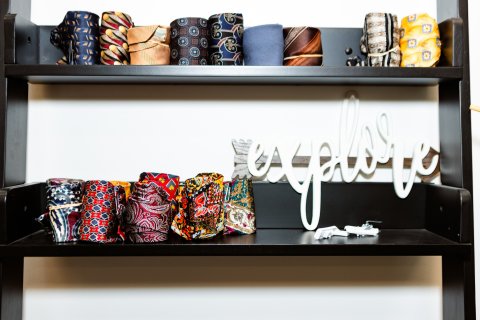 Photo of ONU Career Closet with mens ties on shelves