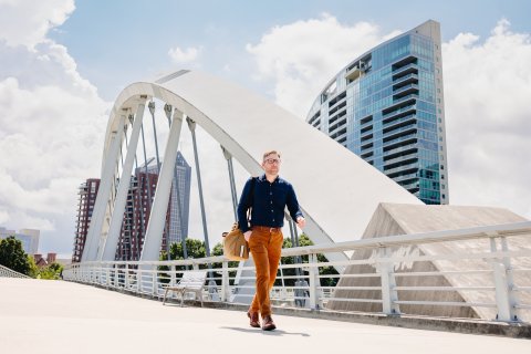 Kevin Cramer, recipient of the William L. Robinson Young Alumni Award, posing for a portrait.