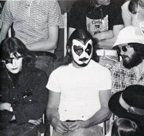 Historical photo of students with face painted
