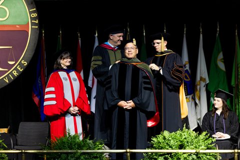 Dr. Vincent Mauro after his speech at the graduation ceremony