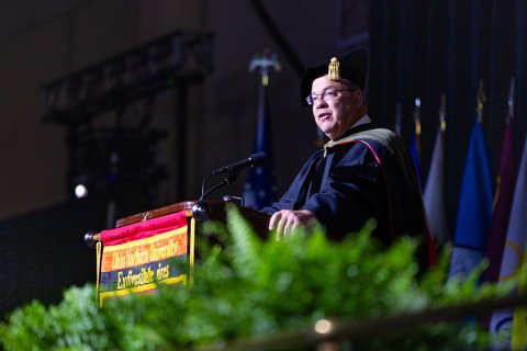 Dr. Vincent Mauro after his speech at the graduation ceremony