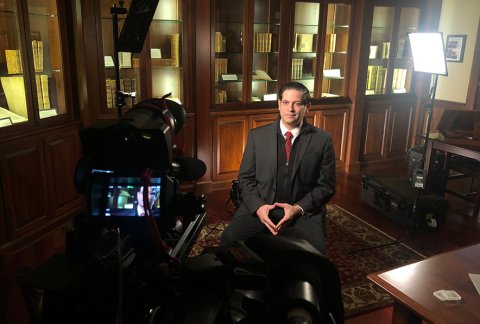 Robert Alexander on set with CNN