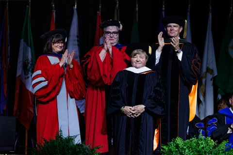 Captain Barbara Bowyer after her speech at the graduation ceremony