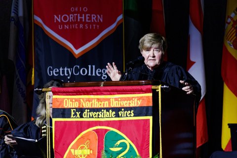 Captain Barbara Bowyer after her speech at the graduation ceremony