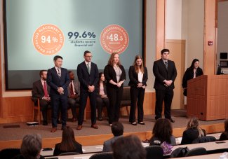 Students on presentation stage