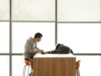 Student studying at desk