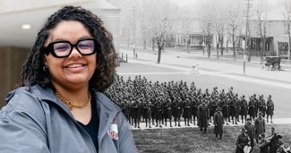 Graphic composite of ONU student and WWI photos
