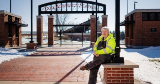 Photo of Duane Roby posing right outside the Dial-Roberson Statium