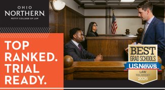 Mock court photo with Top ranked, Trial ready text over top