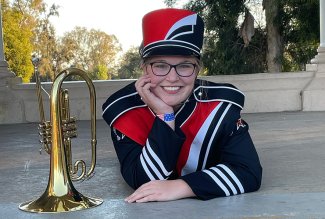 Photo of Alexis Johnson and her mellophone