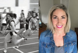 Photo of Jackie Dight when she was in track and field for ONU and a recent photo