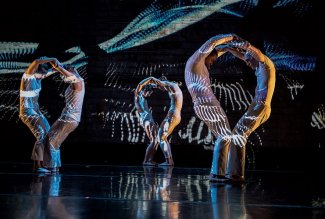 Six dancers rehearsing for a collaborative performance through Ohio Northern University and Inlet Dance Theatre.