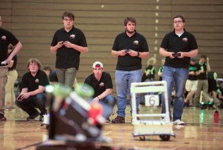 Ohio Northern University's robotic football team competing in 2018.
