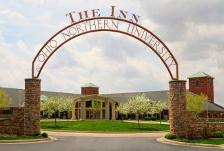 The arch to The Inn at Ohio Northern University's entrance.