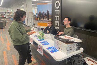 ONU students offering voter registration and election information at Heterick Memorial Library.