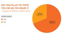 pie chart asking do you plan to vote yes or no on issue 1