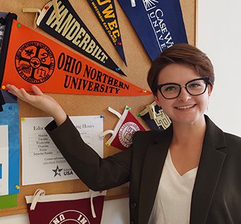 Molly Ryan with Ohio Northern pennant