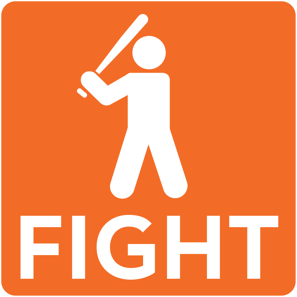 icon with person fighting with a bat
